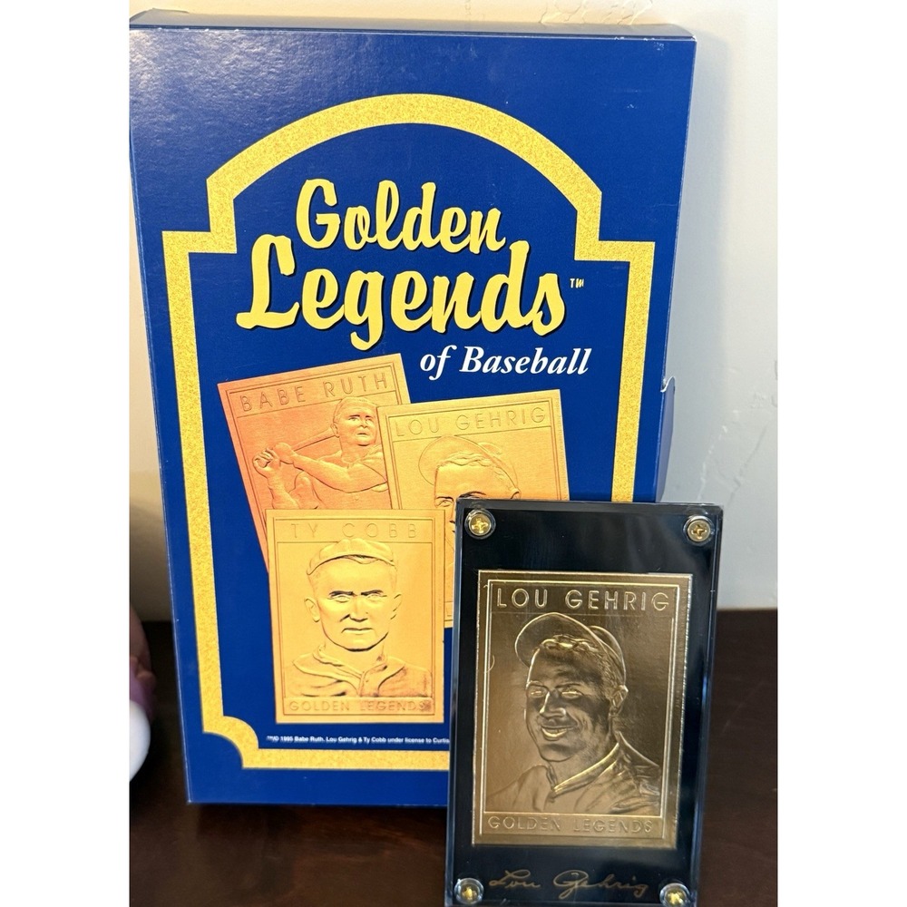 1995 Golden Legends Of Baseball Lou Gehrig 22k Gold Foil Card w/ Box COA